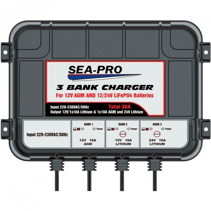 Зарядное устройство SEA-PRO 1х12В AGM, 1х12В LiFePo4, 1х24В LiFePo4 TE4-0287B Зарядное устройство SEA-PRO 1х12В AGM, 1х12В LiFePo4, 1х24В LiFePo4 TE4-0287B