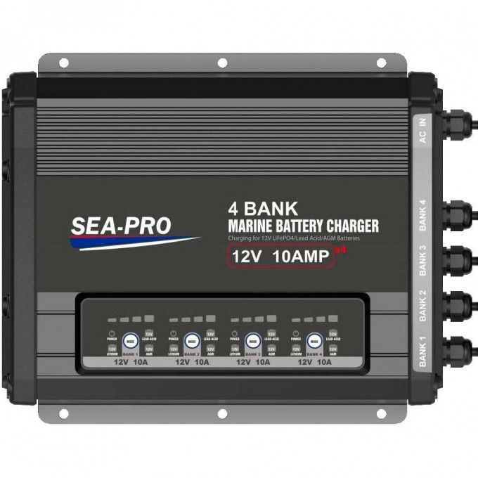 Зарядное устройство SEA-PRO 4х12В AGM, LEAD-ACID, LiFePo4 TE4-0330 Зарядное устройство SEA-PRO 4х12В AGM, LEAD-ACID, LiFePo4 TE4-0330